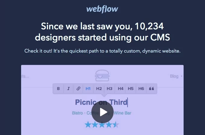 웹플로우(Webflow)의 리인게이지먼트 마케팅 성공 사례