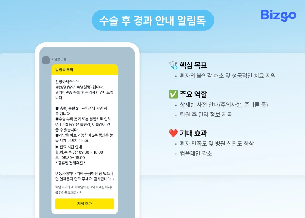 hospital-alimtalk-crm-strategy-03 수술 전 안내 알림톡 메시지 예시