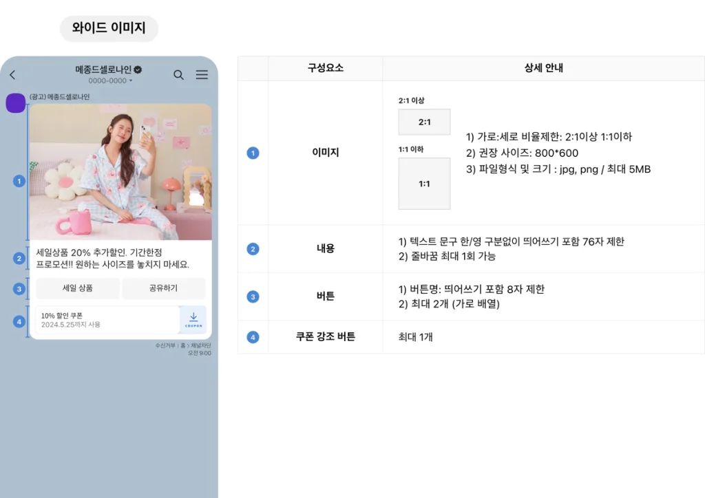 카카오 브랜드 메시지 와이드 이미지 활용팁