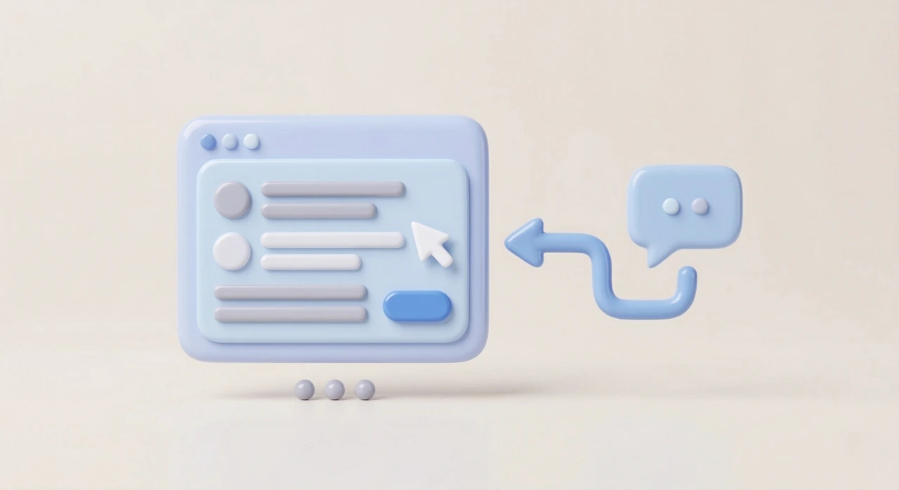 웹 콘솔에서 메시지를 보내는 상황을 표현한 3D 일러스트